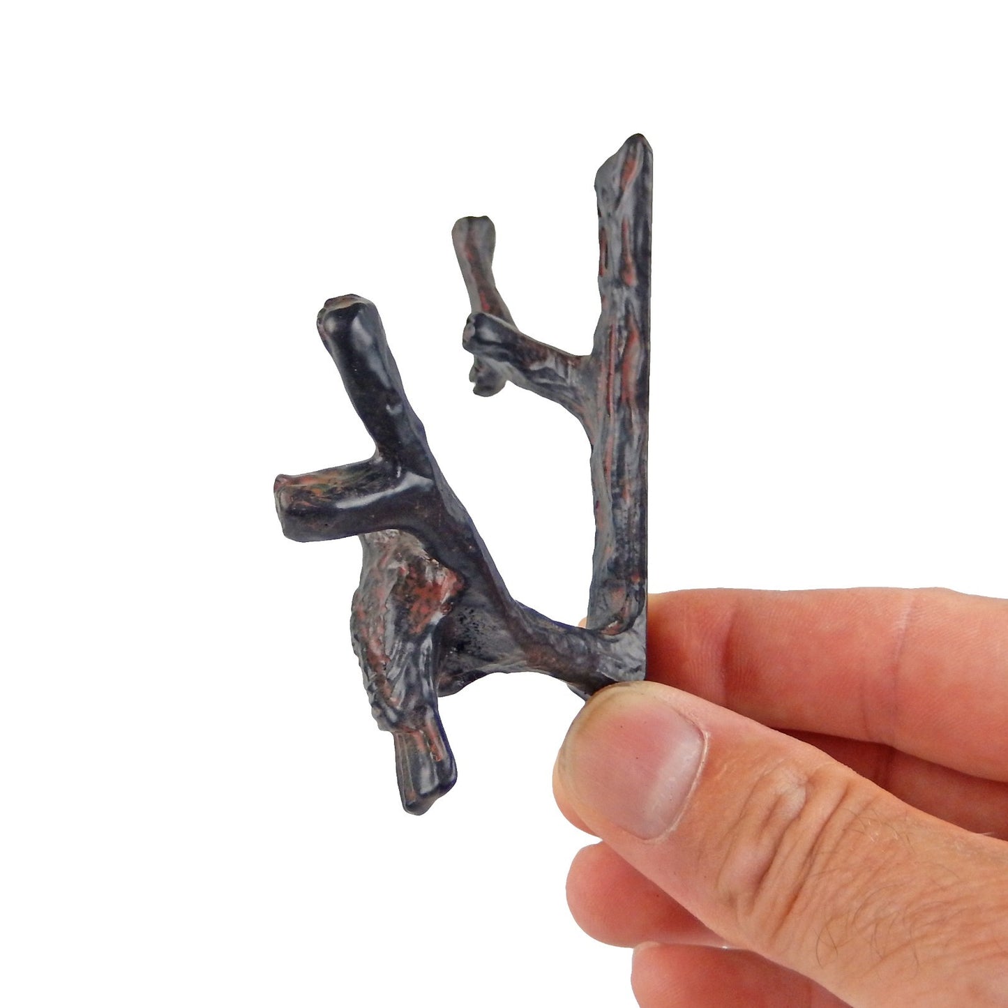Pewter Metal Bird Branch Double Wall Hook Key Towel Coat Hanger Antique Style