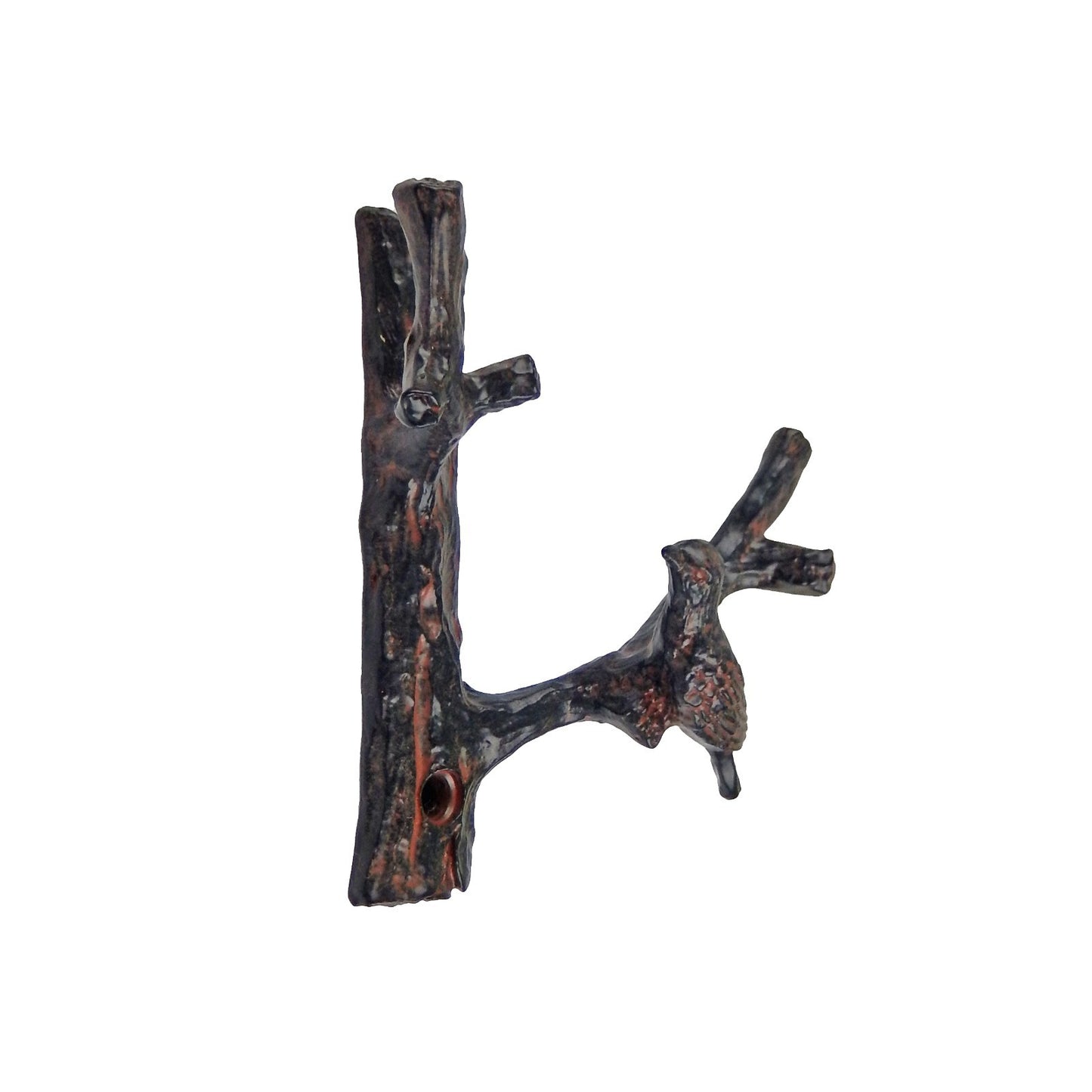 Pewter Metal Bird Branch Double Wall Hook Key Towel Coat Hanger Antique Style