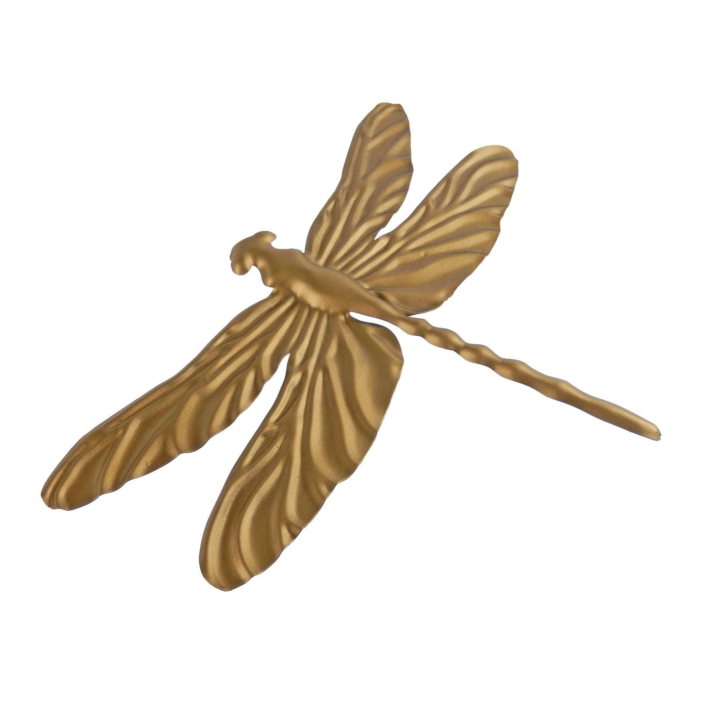 Large & Small 2 Piece Set Metal Dragonflies Wall Decor Embossed Design Golden