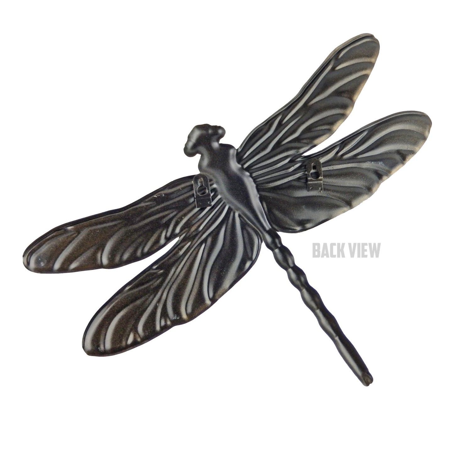 Large & Small 2 Piece Set Metal Dragonflies Wall Decor Embossed Design Golden
