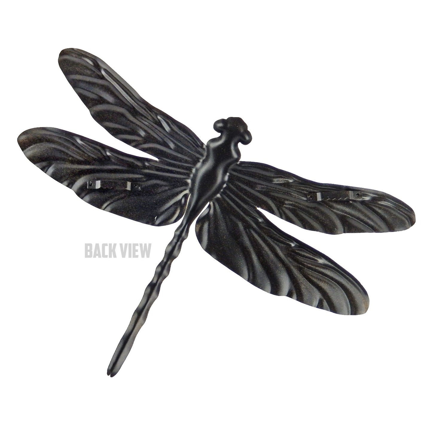 Large & Small 2 Piece Set Metal Dragonflies Wall Decor Embossed Design Golden