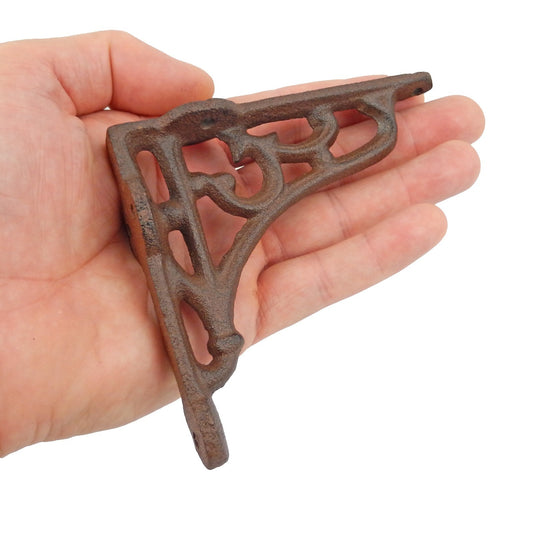 2 Small Vines Shelf Brackets Cast Iron Brace Antique Style Brown 4 x 3.5 inch