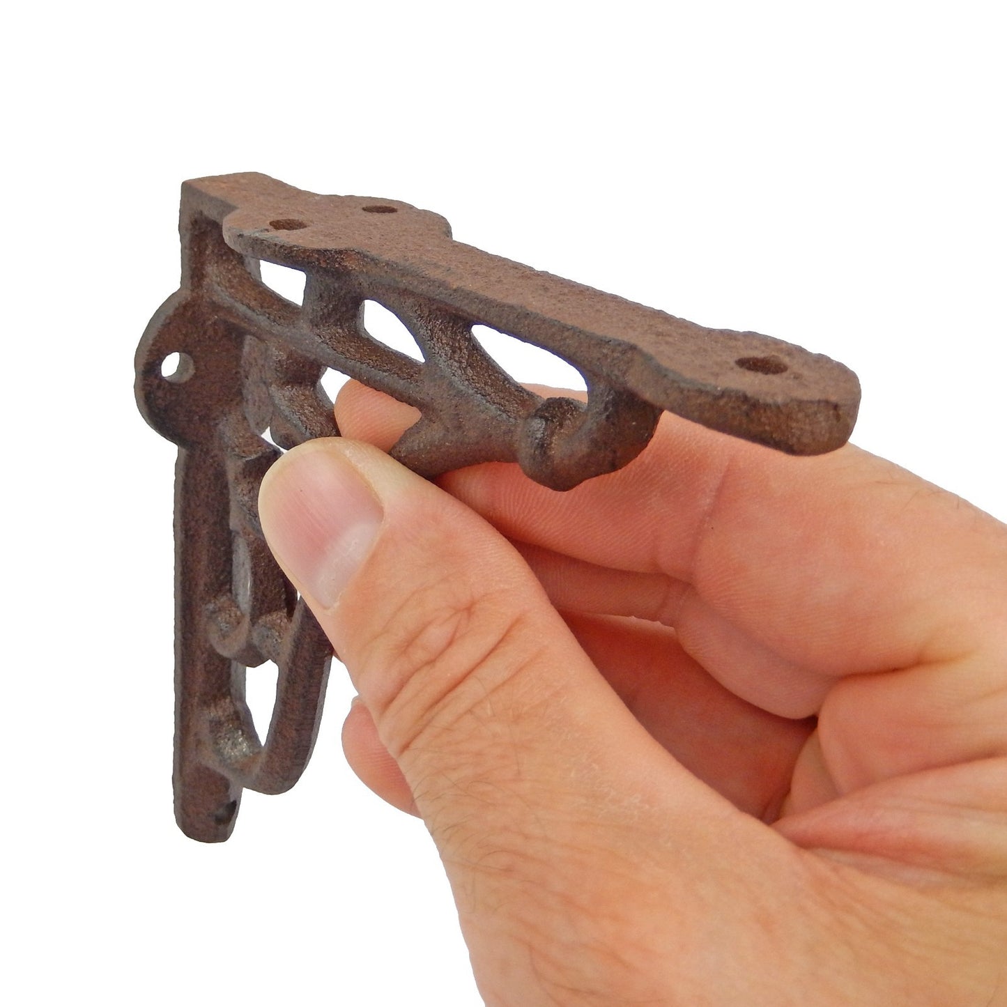 2 Small Vines Shelf Brackets Cast Iron Brace Antique Style Brown 4 x 3.5 inch