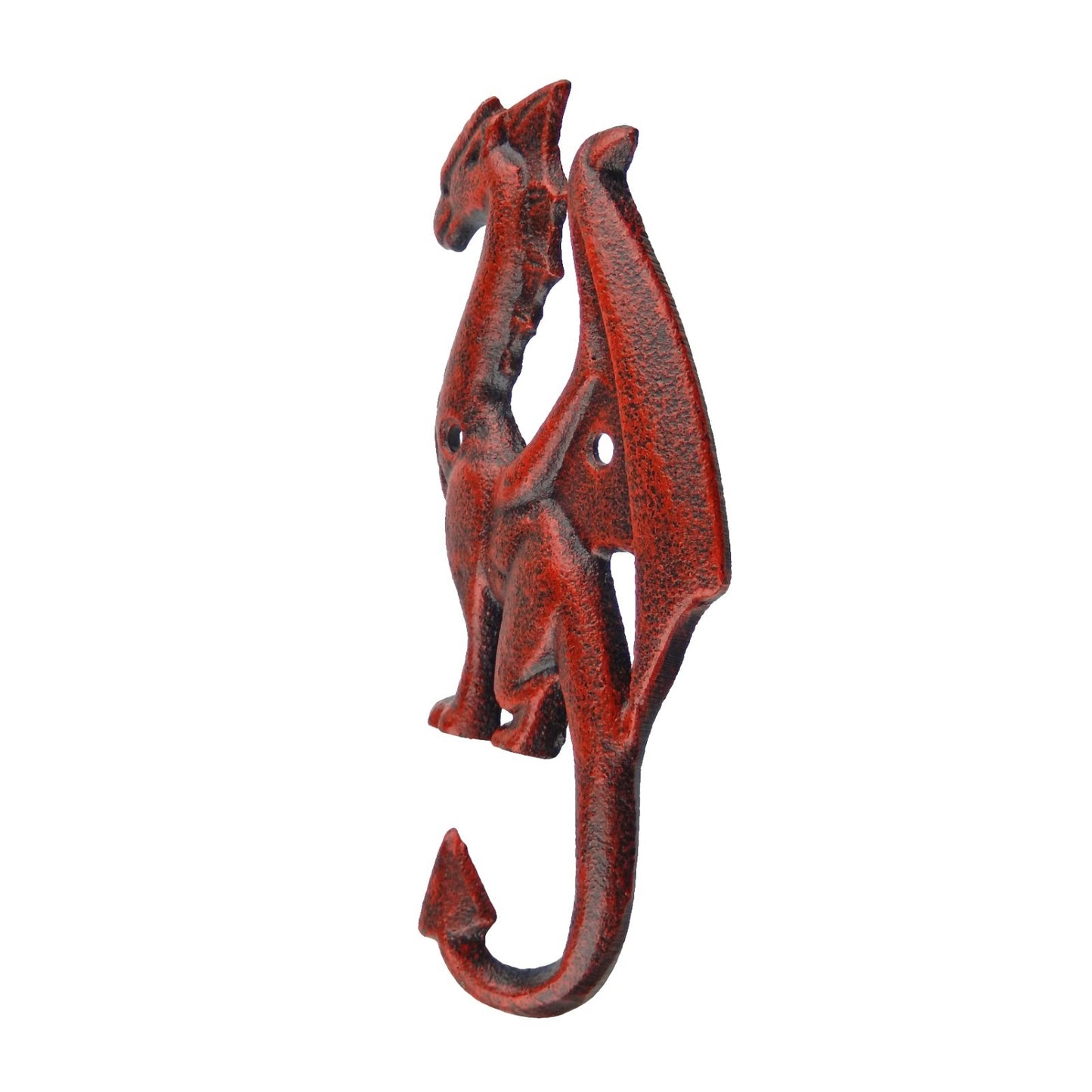Rustic Red Cast Iron Dragon Tail Wall Hook Key Towel Coat Robe Door Hanger
