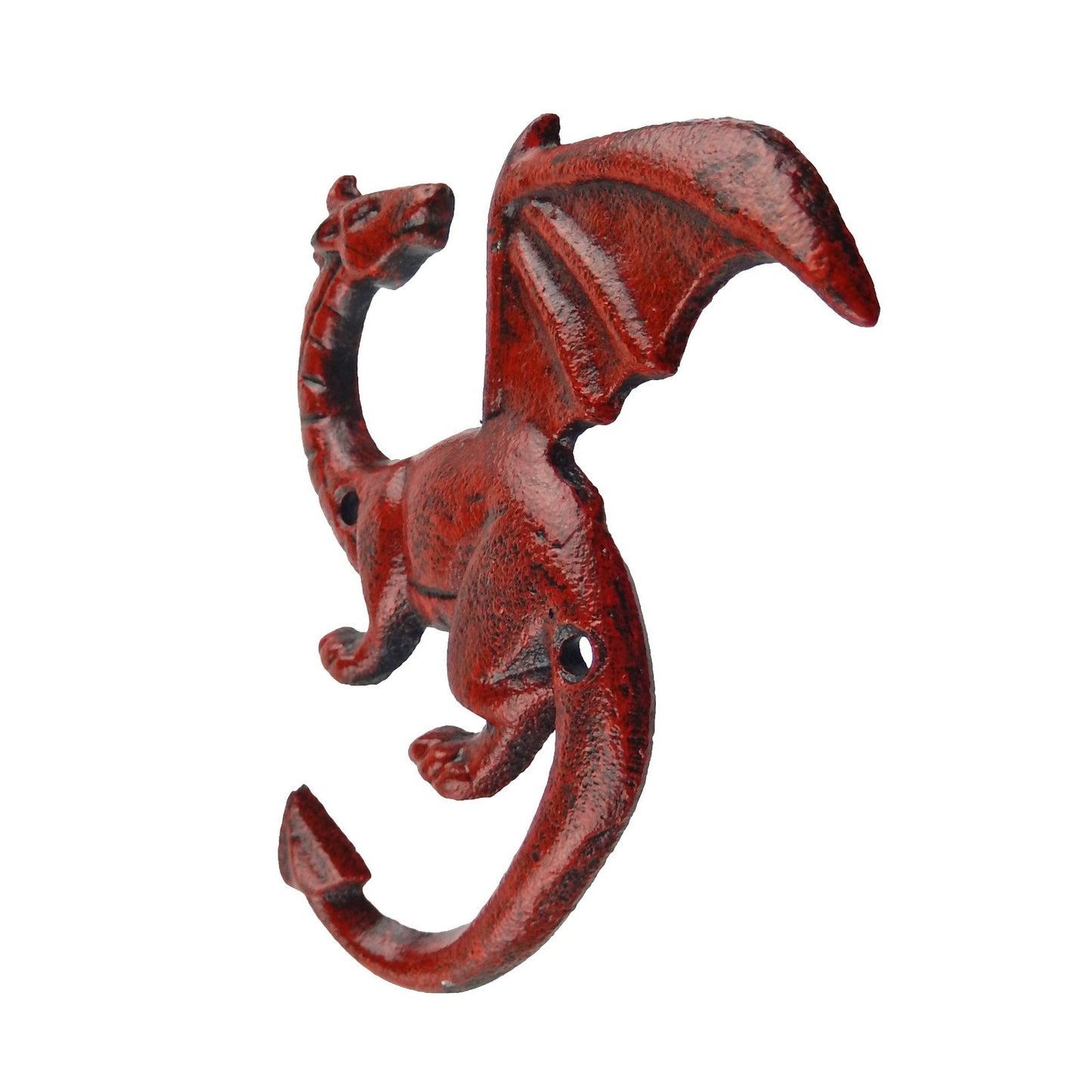 Red Cast Iron Dragon Tail Wall Hook Fantasy Key Towel Coat Robe Door Hanger
