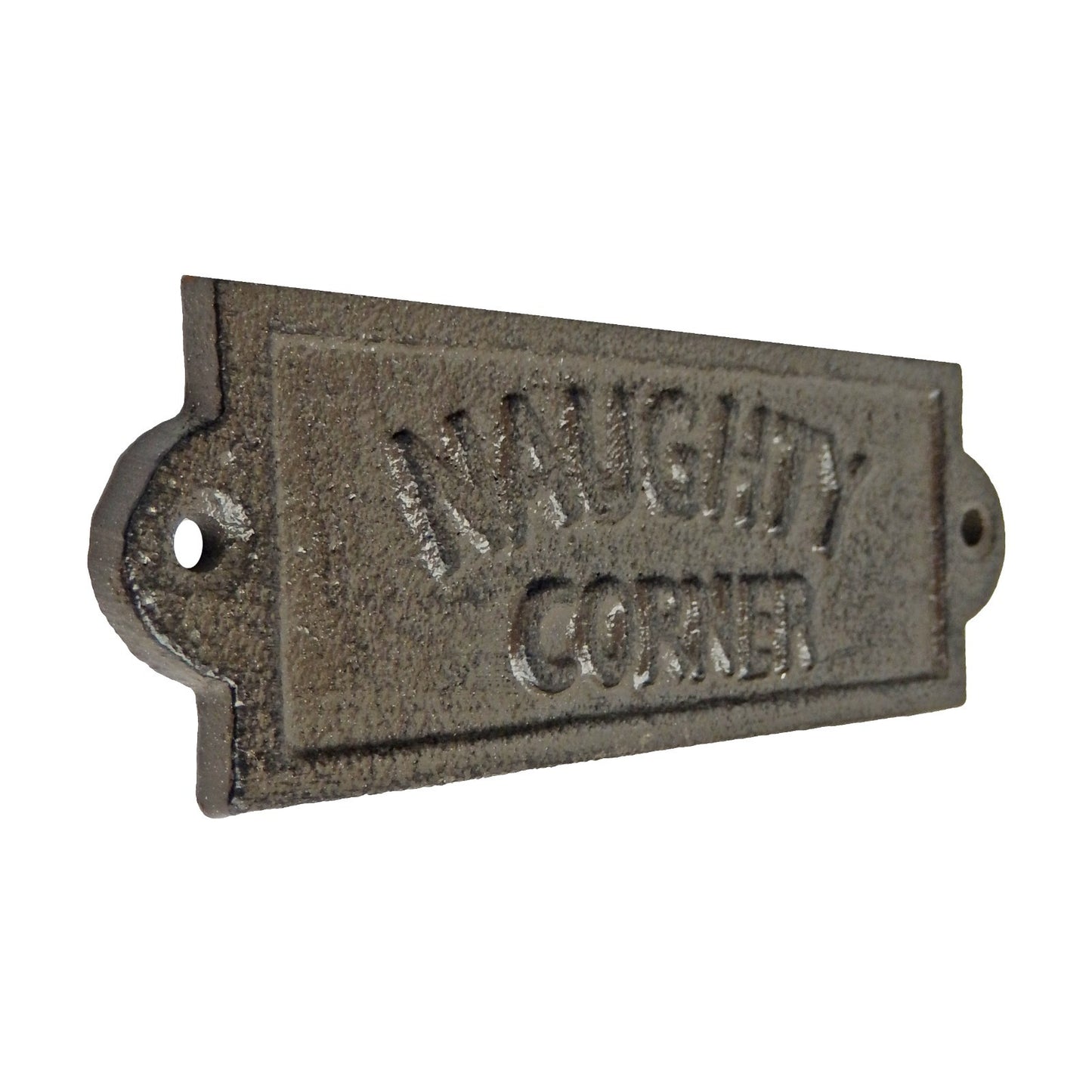 Small Cast Iron Naughty Corner Wall Decor Sign Rustic Antique Style 5.5 inch