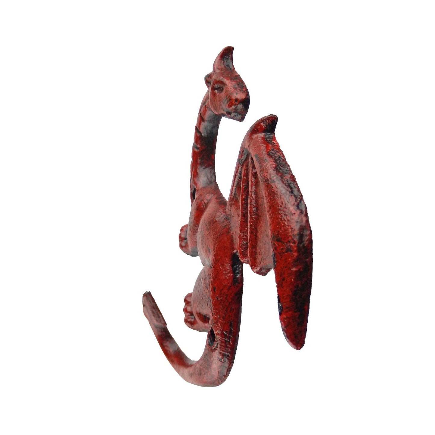 Red Cast Iron Dragon Tail Wall Hook Fantasy Key Towel Coat Robe Door Hanger