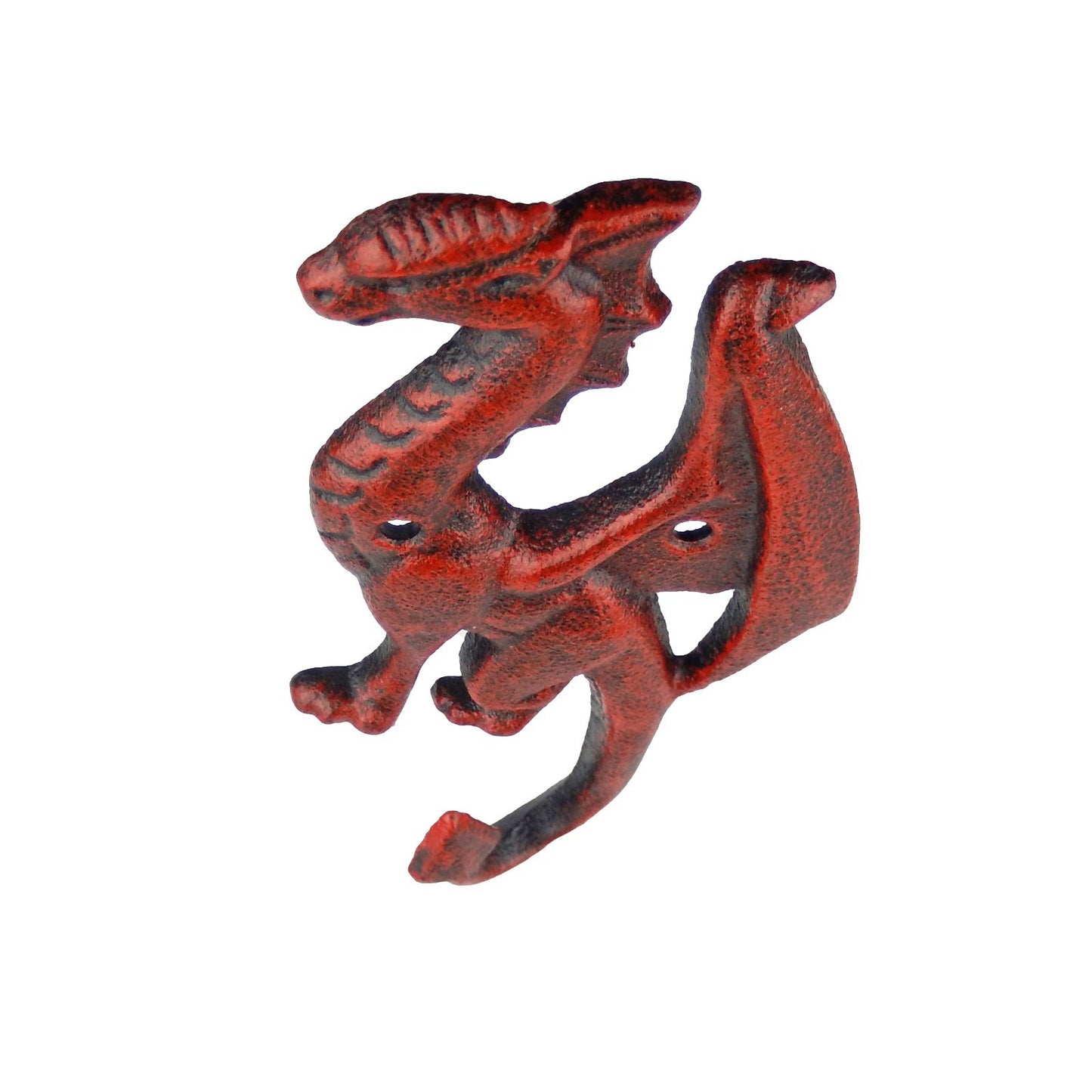 Rustic Red Cast Iron Dragon Tail Wall Hook Key Towel Coat Robe Door Hanger