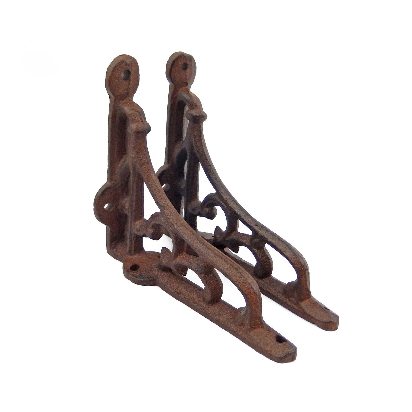 2 Small Vines Shelf Brackets Cast Iron Brace Antique Style Brown 4 x 3.5 inch