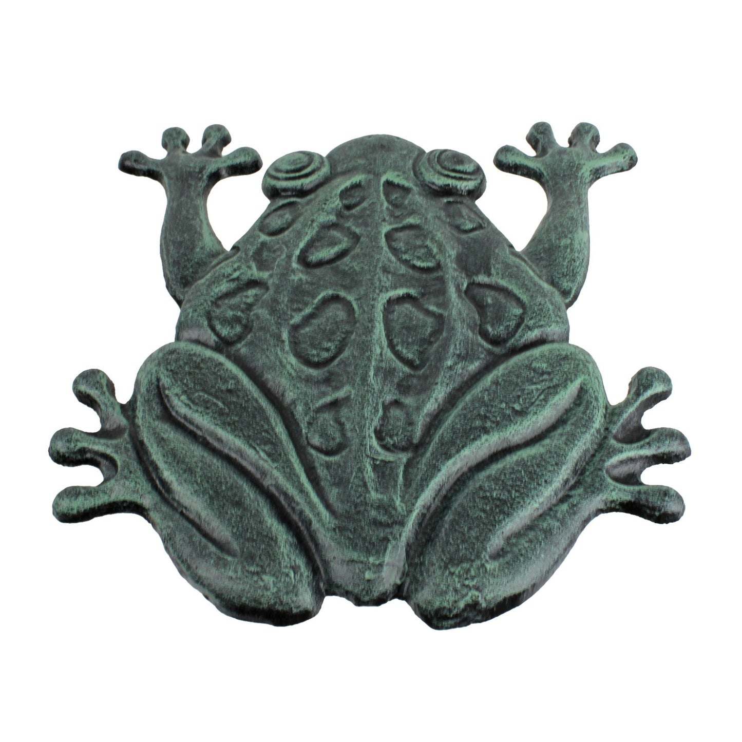 Large Cast Iron Frog Stepping Stone Garden Yard Pond Decor Verdigris 11.5 inch