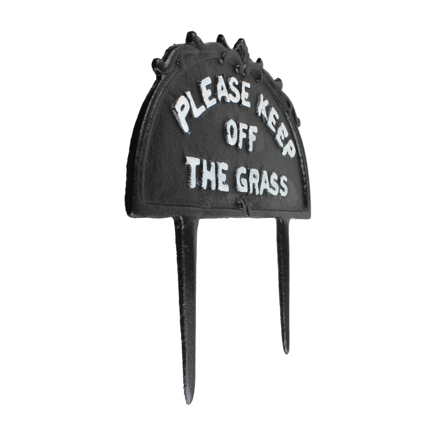 Cast Iron Please Keep Off The Grass Garden Yard Stake Sign Black & White 9.5 in