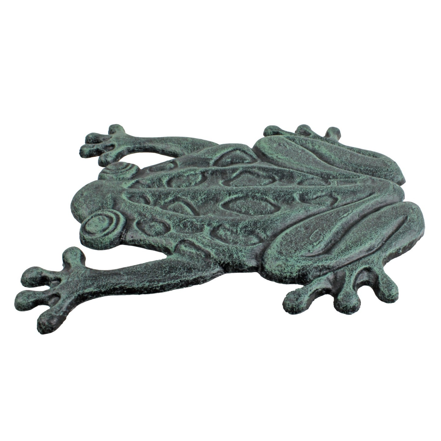 Large Cast Iron Frog Stepping Stone Garden Yard Pond Decor Verdigris 11.5 inch