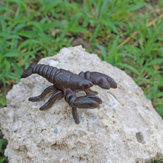 Tiny Small Cast Iron Crawfish Crawdad Lobster Figurine Yard Garden Pond Decor