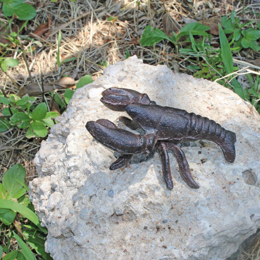 Tiny Small Cast Iron Crawfish Crawdad Lobster Figurine Yard Garden Pond Decor