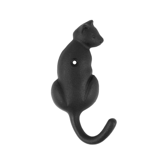 Black Cast Iron Cat Tail Wall Hook Key Towel Coat Cap Purse Behind Door Hanger