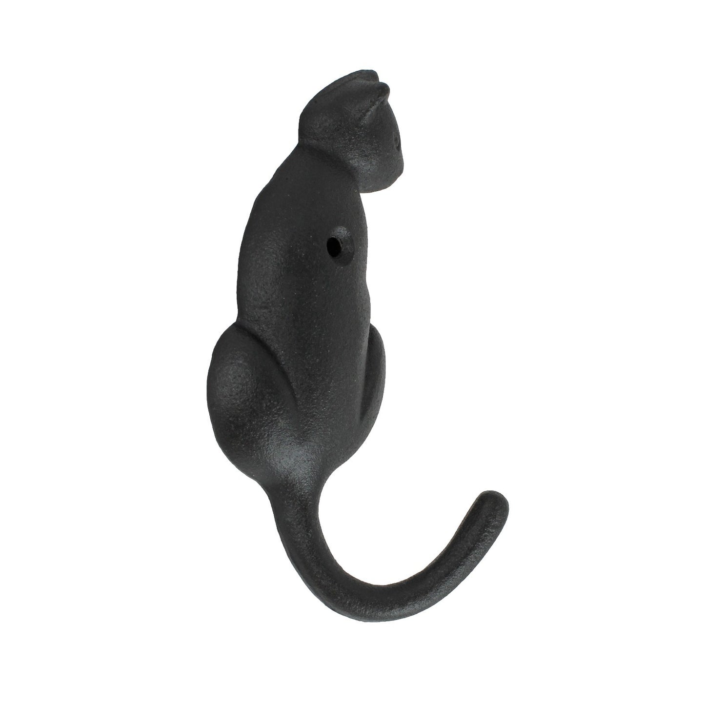 Black Cast Iron Cat Tail Wall Hook Key Towel Coat Cap Purse Behind Door Hanger