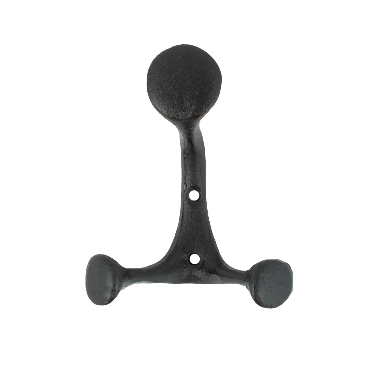 Black Cast Iron Triple Wall Hook Towel Coat Cap Purse Behind Door Hanger 4.25 in