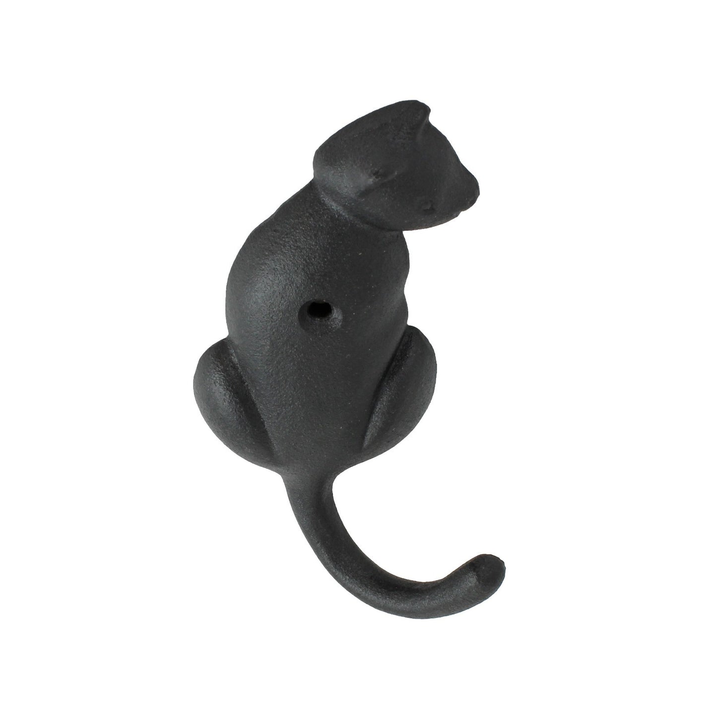 Black Cast Iron Cat Tail Wall Hook Key Towel Coat Cap Purse Behind Door Hanger