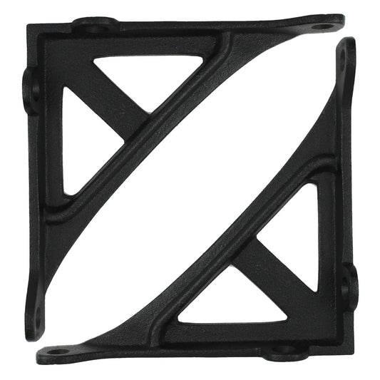 2 Small Black Shelf Brackets Cast Iron Corner Brace Antique Style 4 5/8 inch