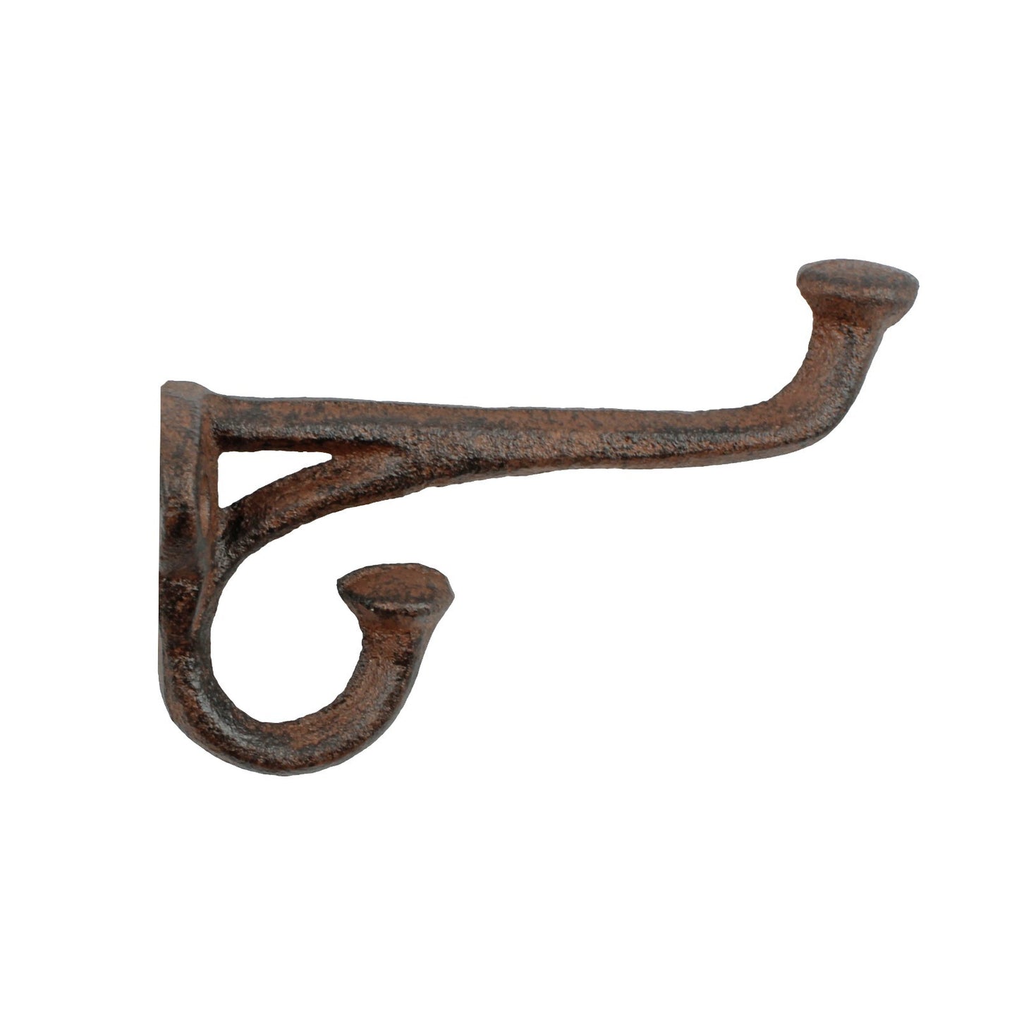 Rustic Cast Iron Double Wall Hook Key Towel Coat Hanger Antique Brown 3 3/4 inch