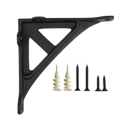 2 Small Black Shelf Brackets Cast Iron Corner Brace Antique Style 4 5/8 inch