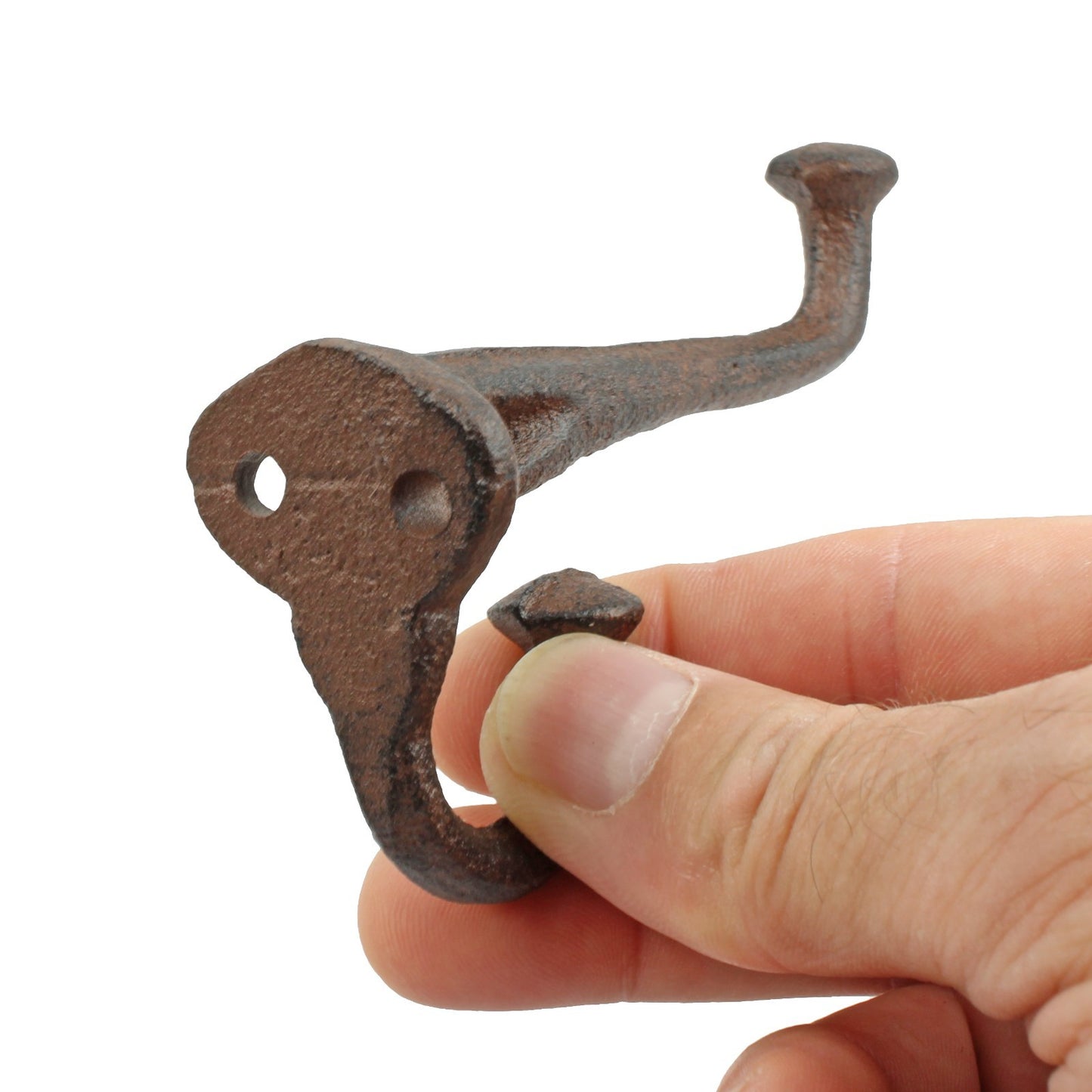 Rustic Cast Iron Double Wall Hook Key Towel Coat Hanger Antique Brown 3 3/4 inch