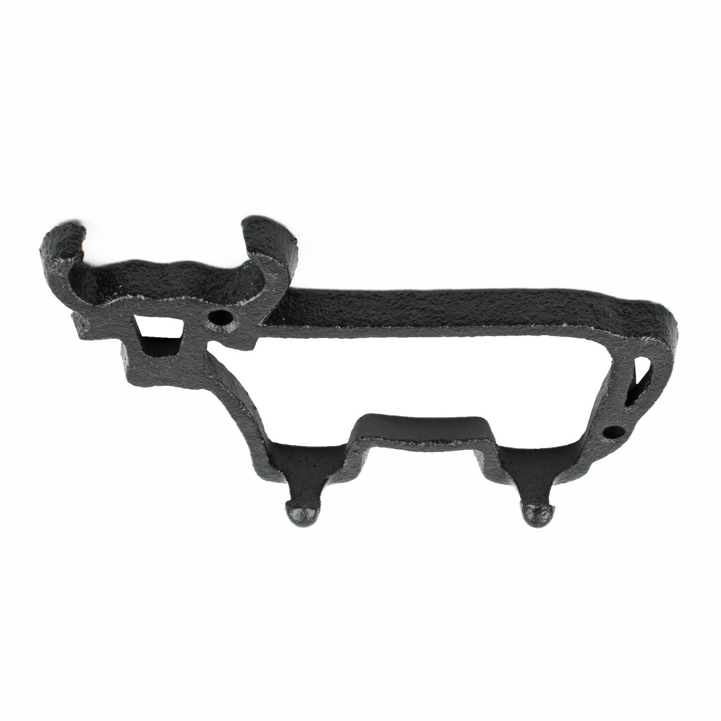 Small Black Cast Iron Cow Bull Outline Double Wall Hook Key Hanger Country Decor