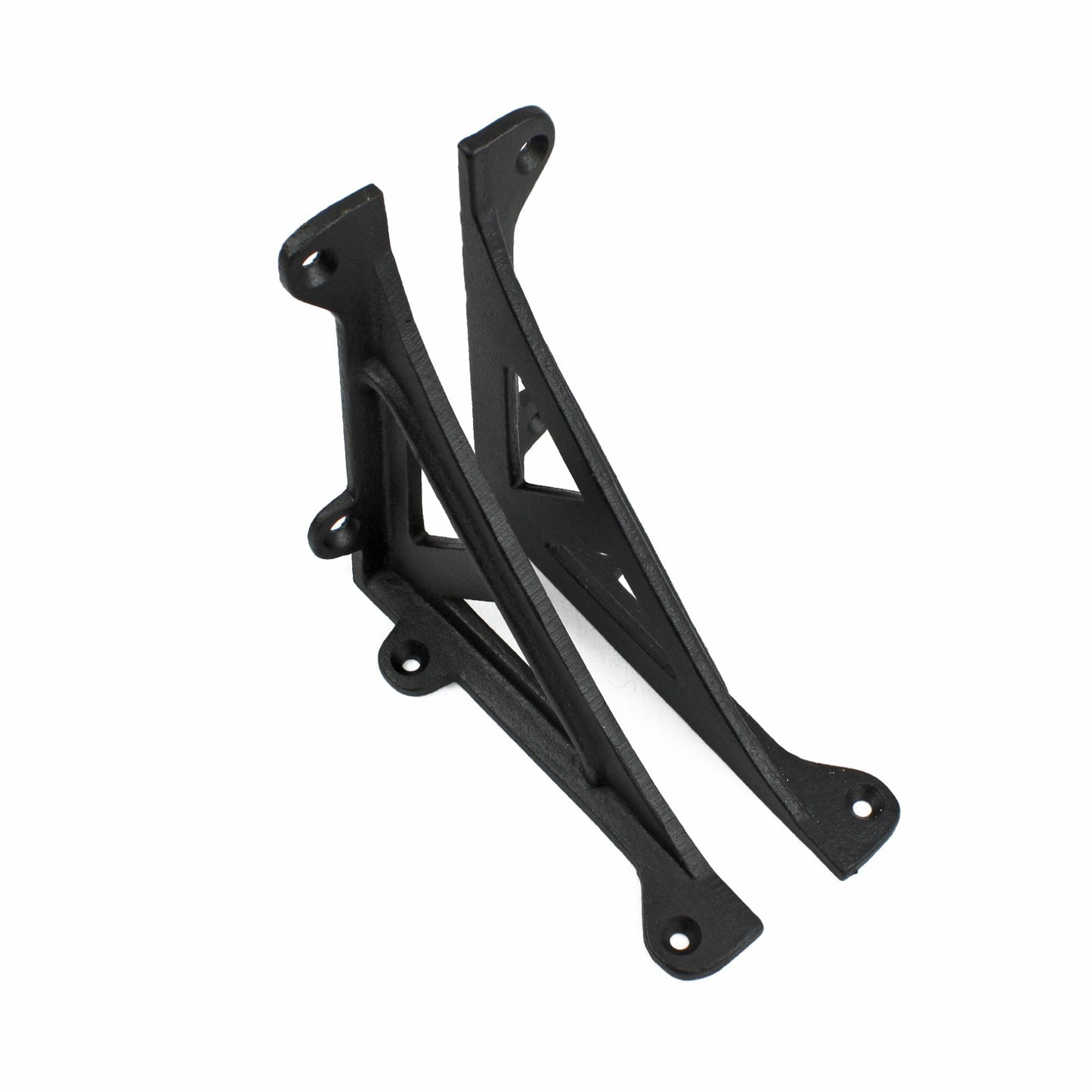 2 Small Black Shelf Brackets Cast Iron Corner Brace Antique Style 4 5/8 inch