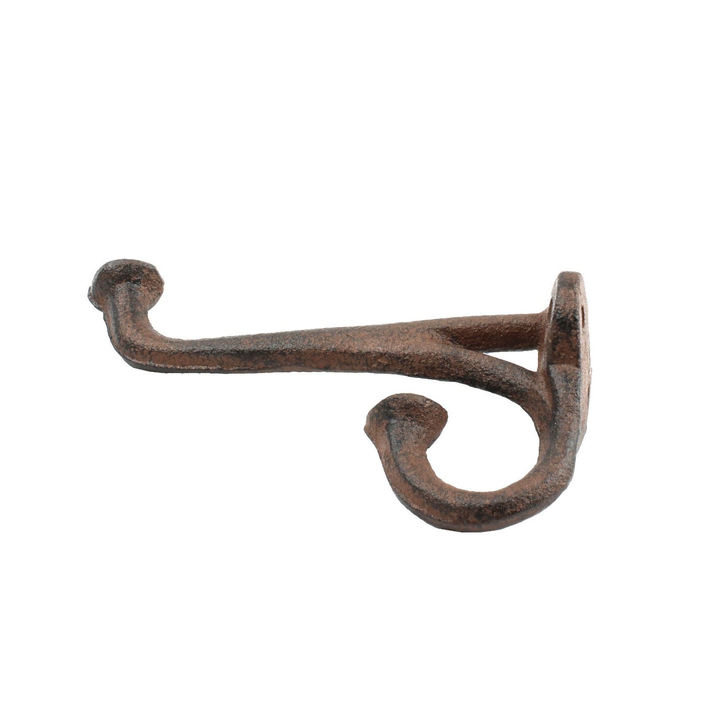 Rustic Cast Iron Double Wall Hook Key Towel Coat Hanger Antique Brown 3 3/4 inch