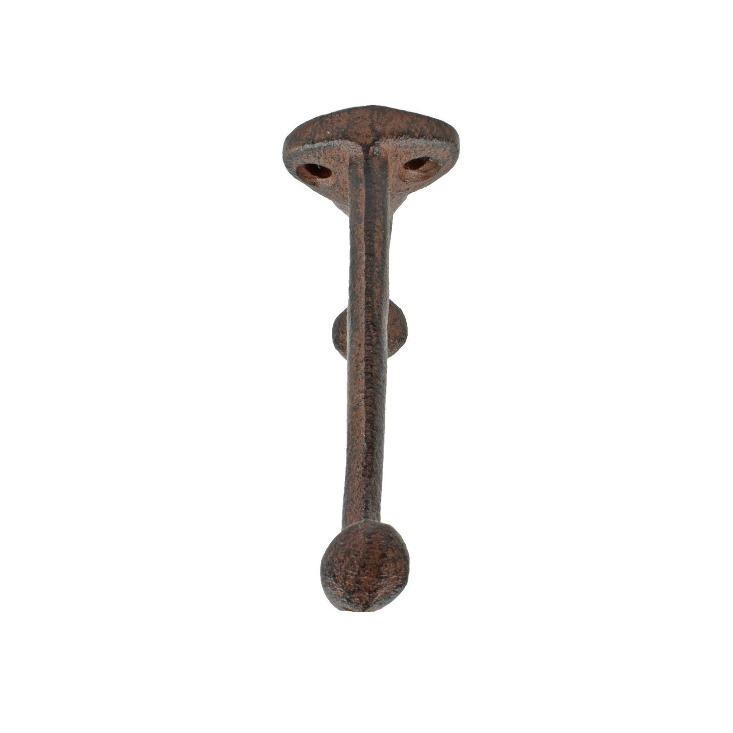 Rustic Cast Iron Double Wall Hook Key Towel Coat Hanger Antique Brown 3 3/4 inch