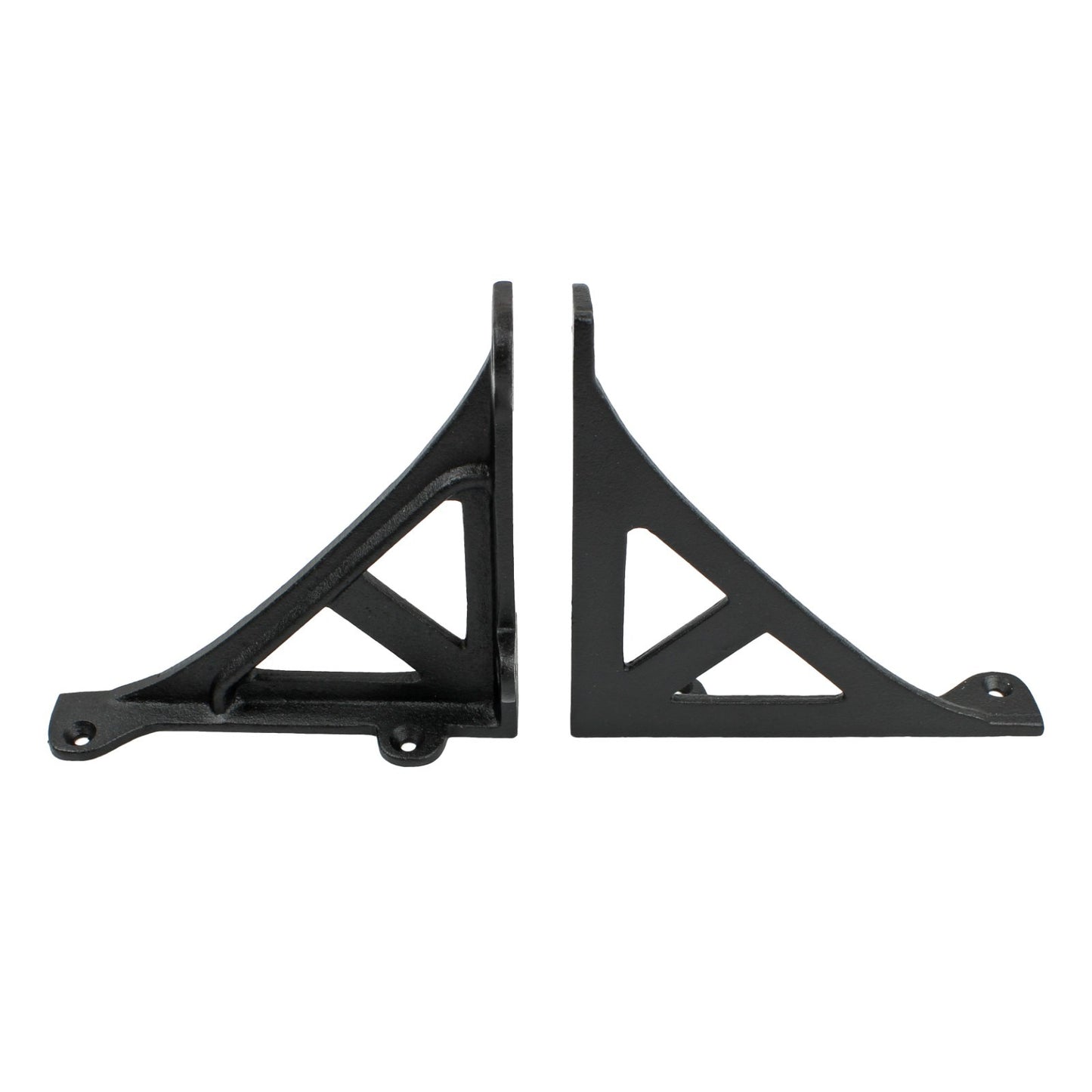 2 Small Black Shelf Brackets Cast Iron Corner Brace Antique Style 4 5/8 inch