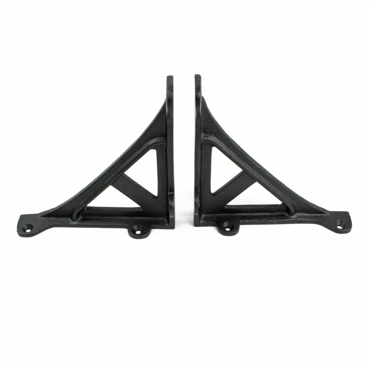 2 Small Black Shelf Brackets Cast Iron Corner Brace Antique Style 4 5/8 inch