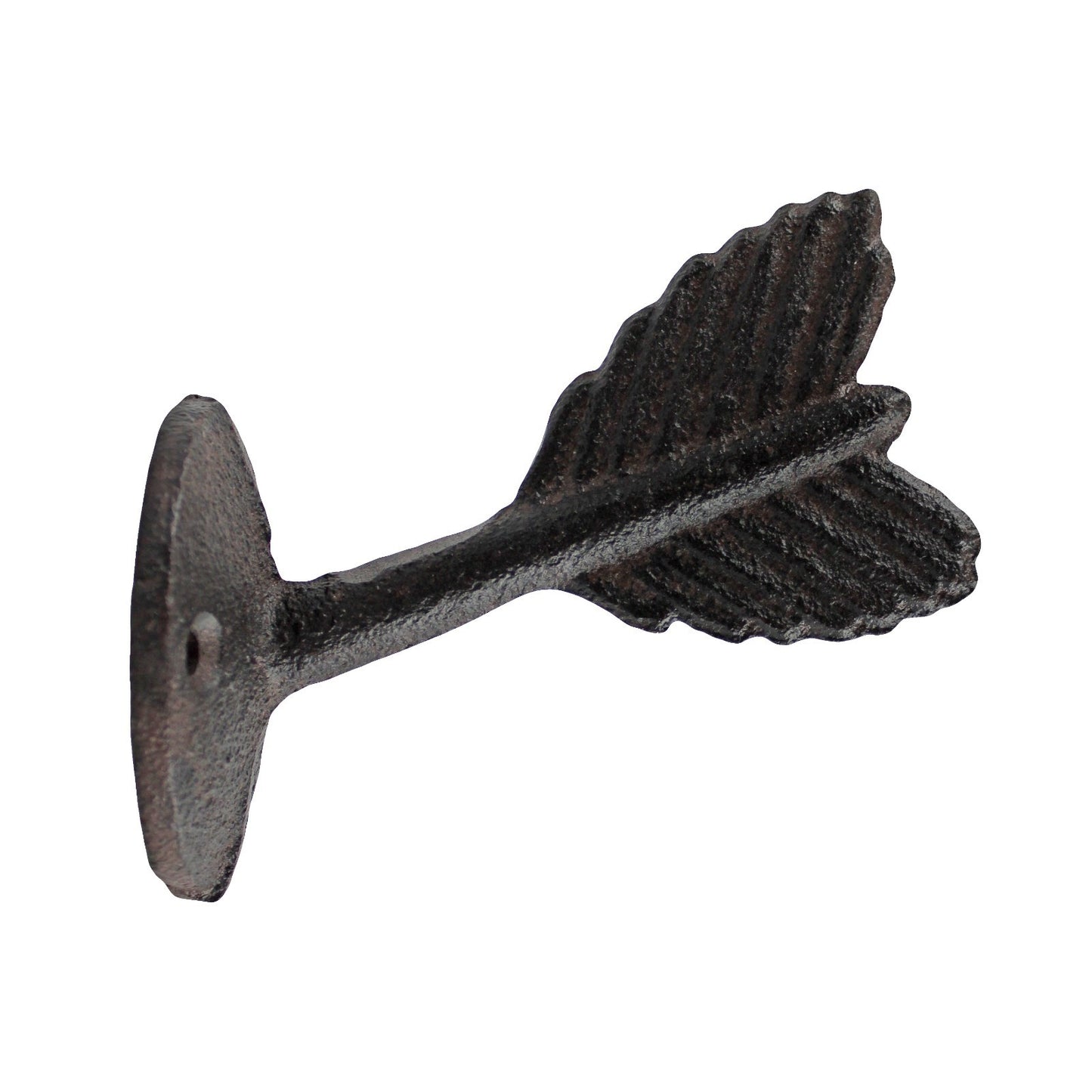 Cast Iron Arrow Feather Wall Hook Coat Towel Purse Hanger Rustic Brown 3 3/4 in