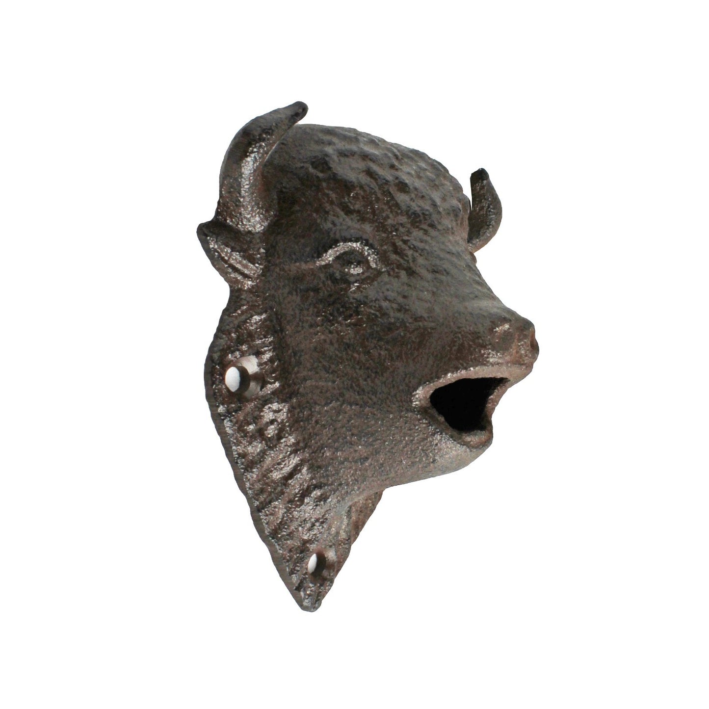 Rustic Cast Iron Buffalo Bison Beer Soda Bottle Opener Wall Mount Antique Brown