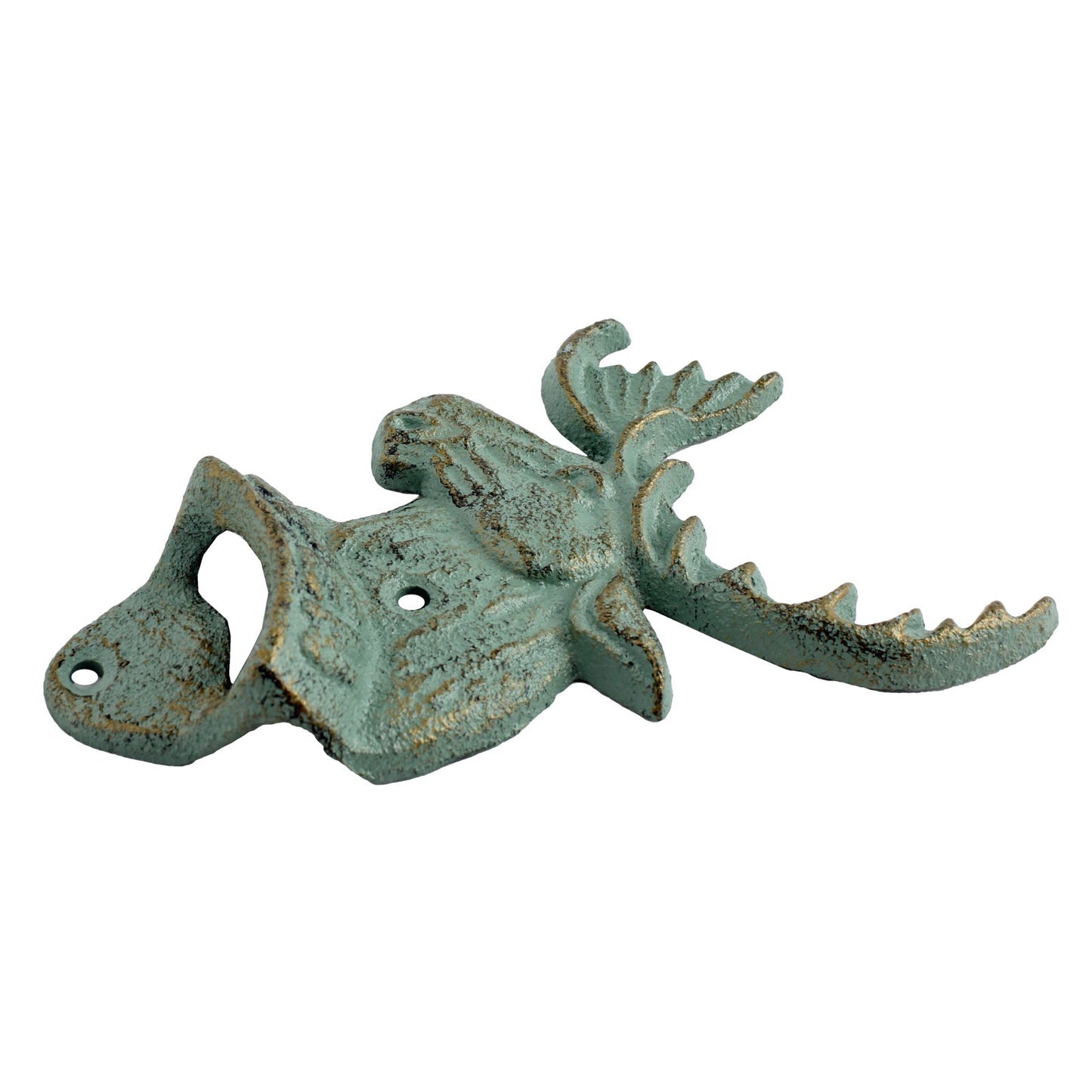 Cast Iron Moose Head Beer Bottle Opener Wall Mounted Verdigris Green Gold Finish