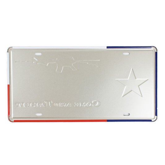 Texas Flag Come And Take It Embossed Metal License Plate Wall Sign 12 x 6 in