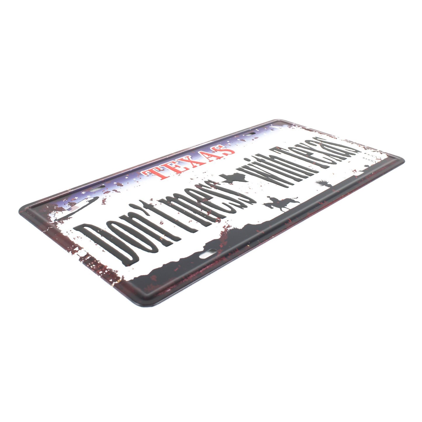 Don't Mess With Texas Embossed Tin Metal License Plate Sign Wall Decor 12 x 6 in