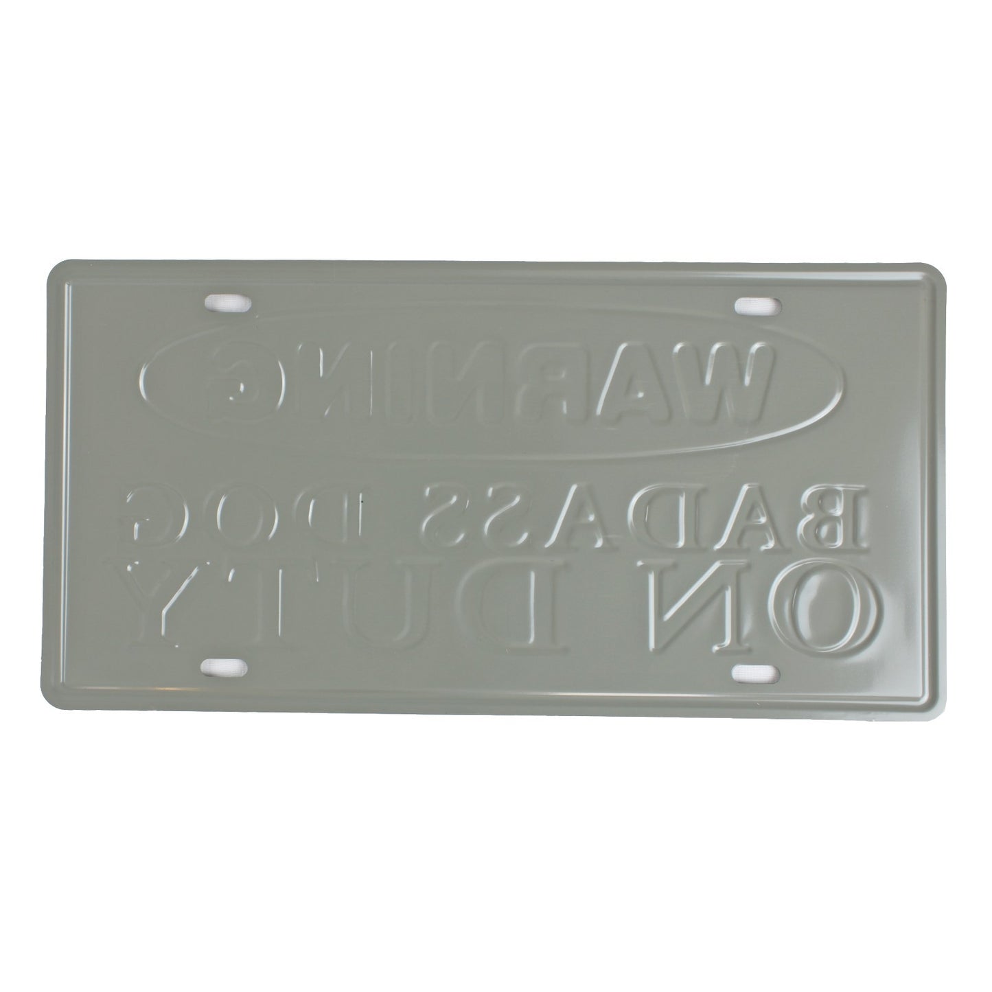 Warning Bad Ass Dog On Duty Embossed Metal License Plate Wall Sign 12 x 6 in