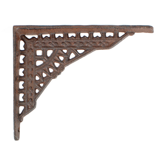 2 Small Lattice Shelf Brackets Cast Iron Brace Antique Style Brown 5 x 4 inch
