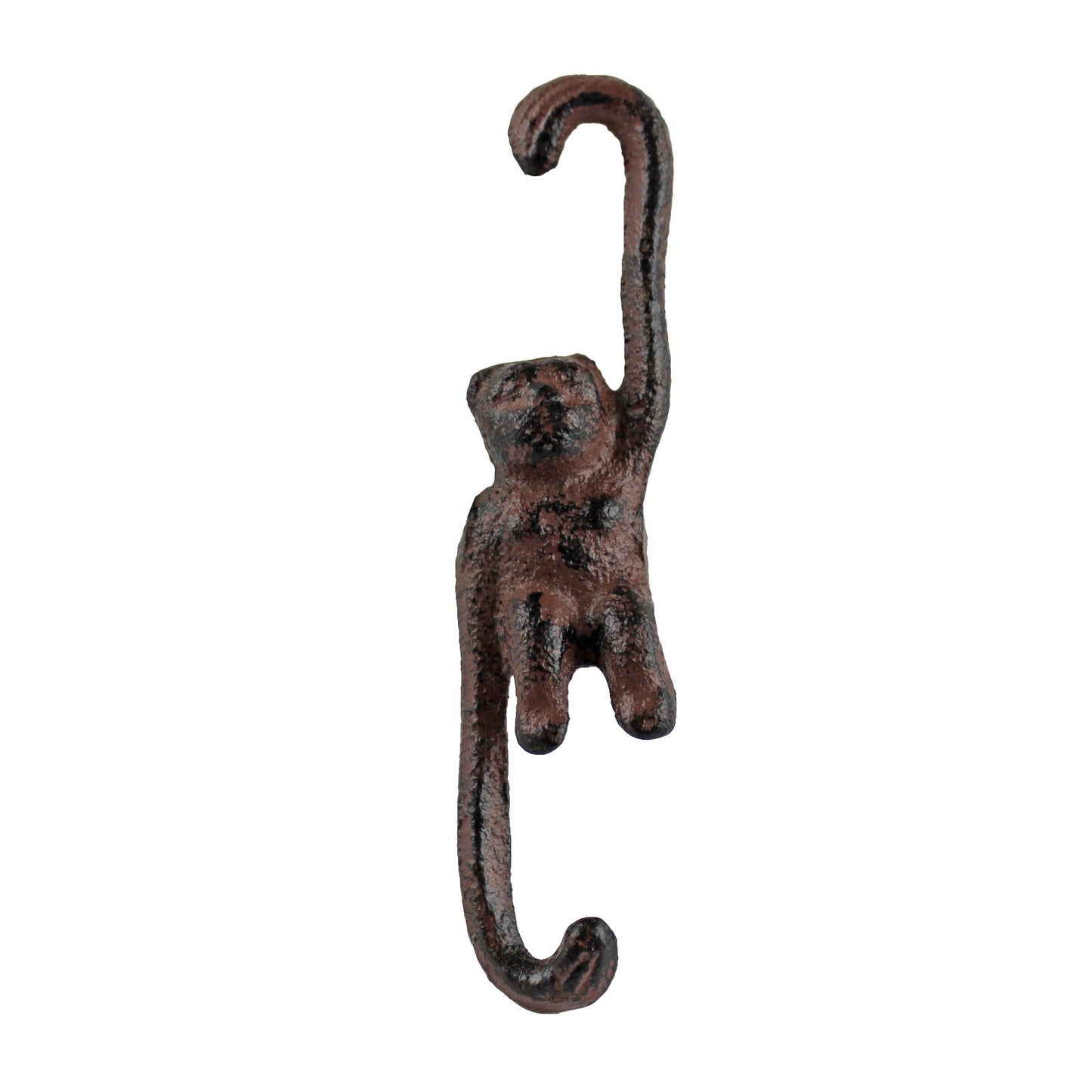 Small Rustic Cast Iron Monkey Double Hook Ceiling Plant Basket Hanger 4 1/4 inch