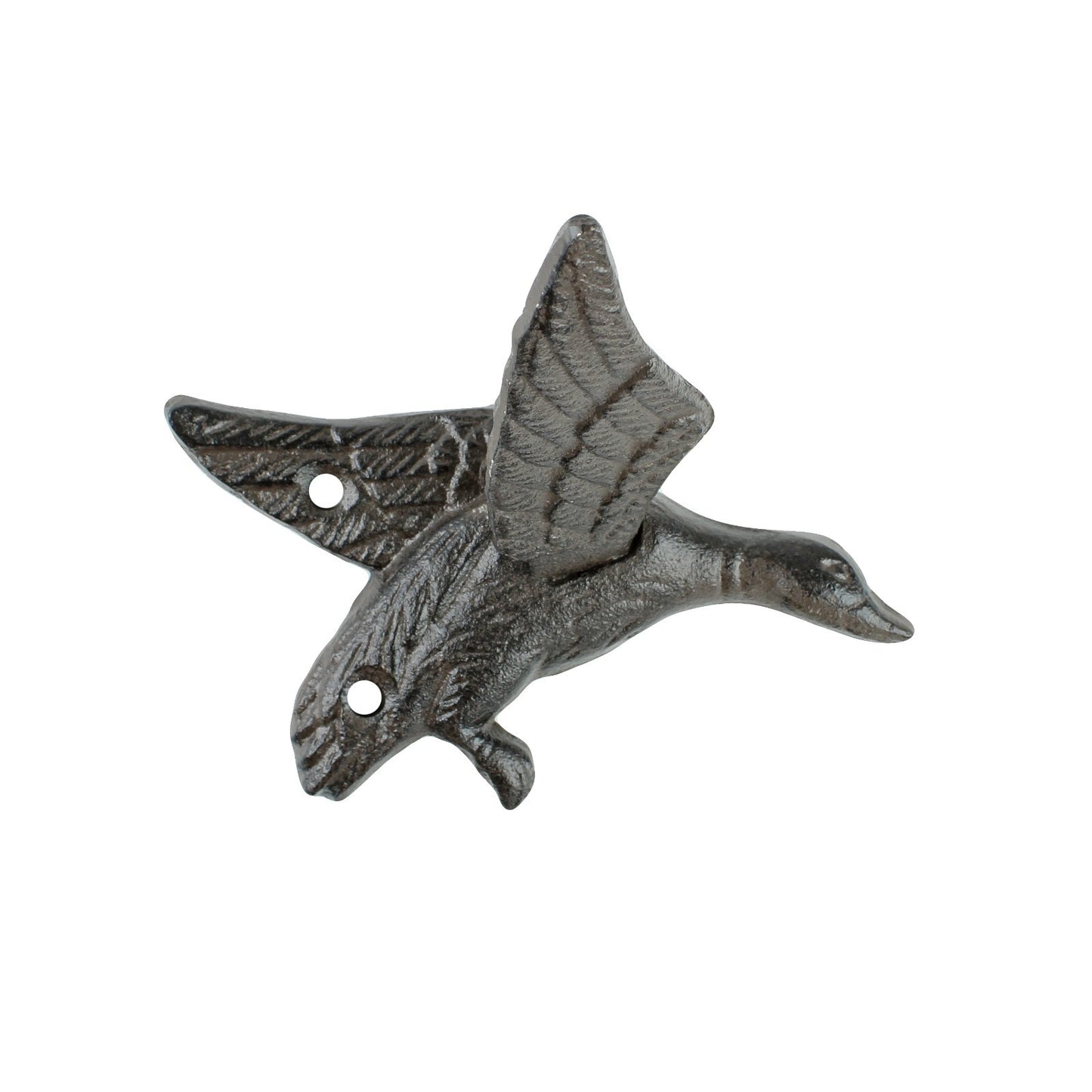 Rustic Cast Iron Flying Duck Wing Wall Hook Coat Towel Dog Leash Hanger Brown