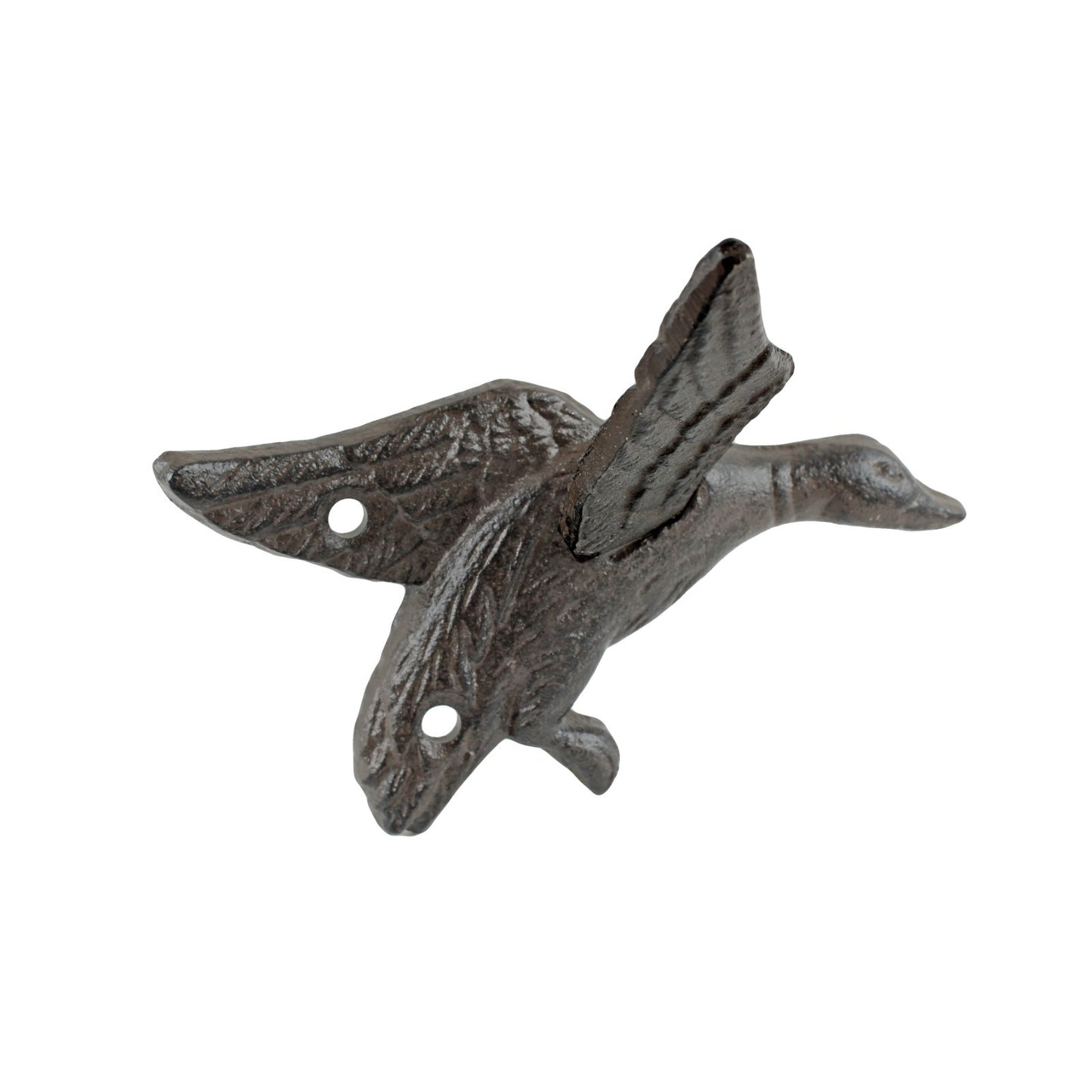 Rustic Cast Iron Flying Duck Wing Wall Hook Coat Towel Dog Leash Hanger Brown