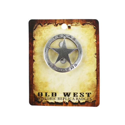 Texas Rangers Star Badge Antique Silver Finish Old West Replica Made in USA