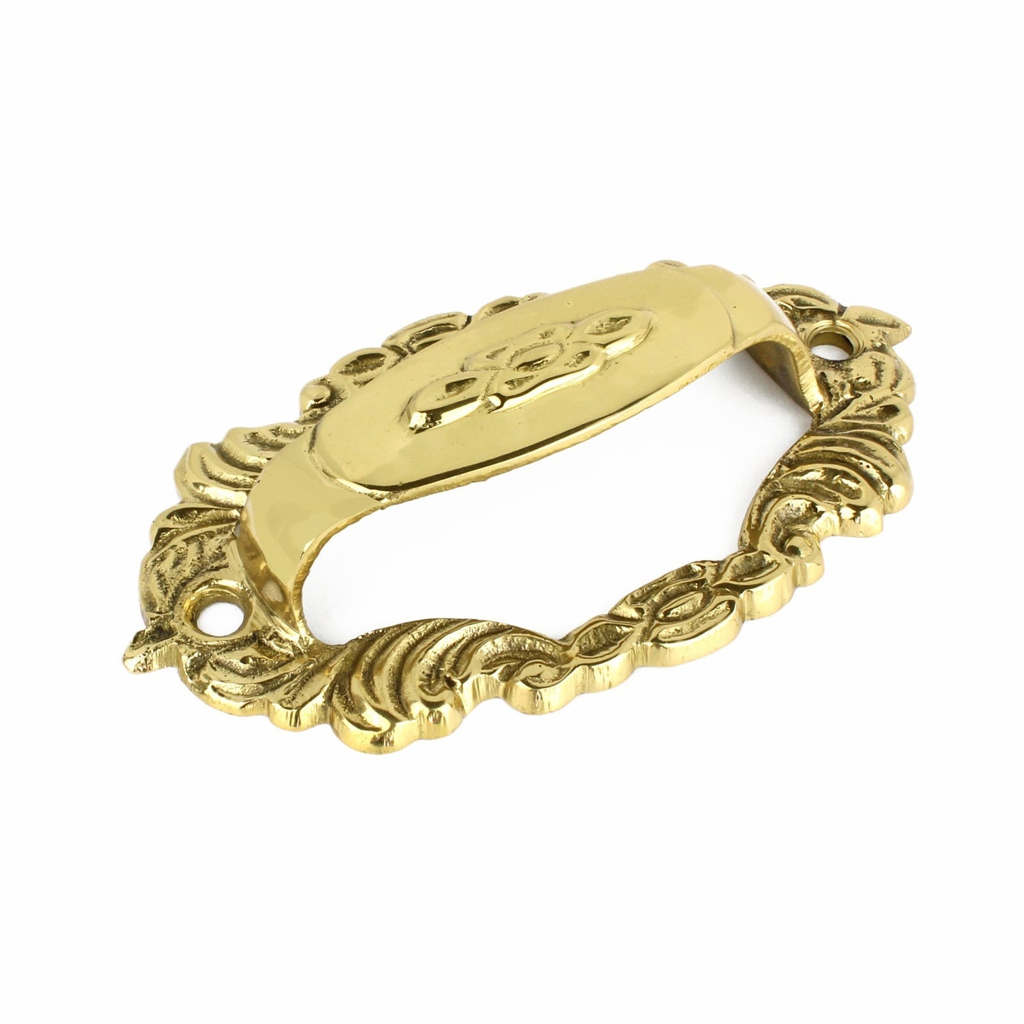 Polished Brass Metal Drawer Handle Pull Victorian Style Floral Pattern 4 3/8 in