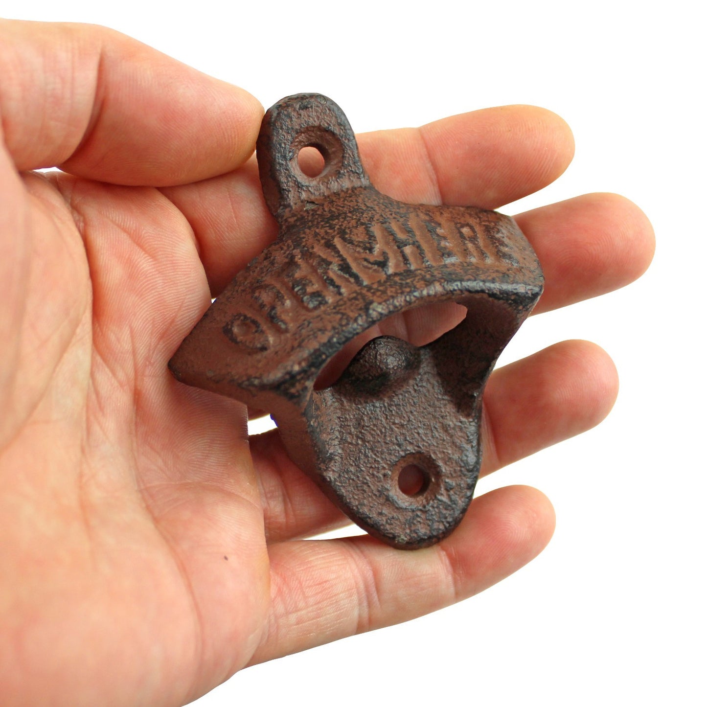 Rustic Cast Iron Open Here Wall Mounted Beer Bottle Opener Kitchen Bar Decor