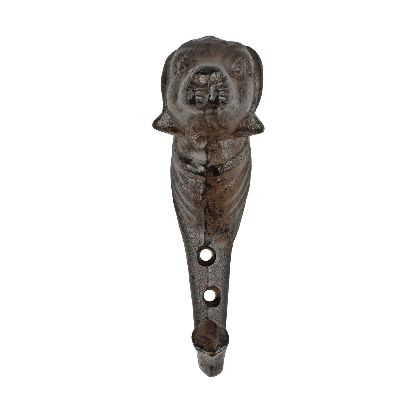 Dog Head Wall Hook Cast Iron Key Towel Coat Leash Hanger Antique Rustic Brown
