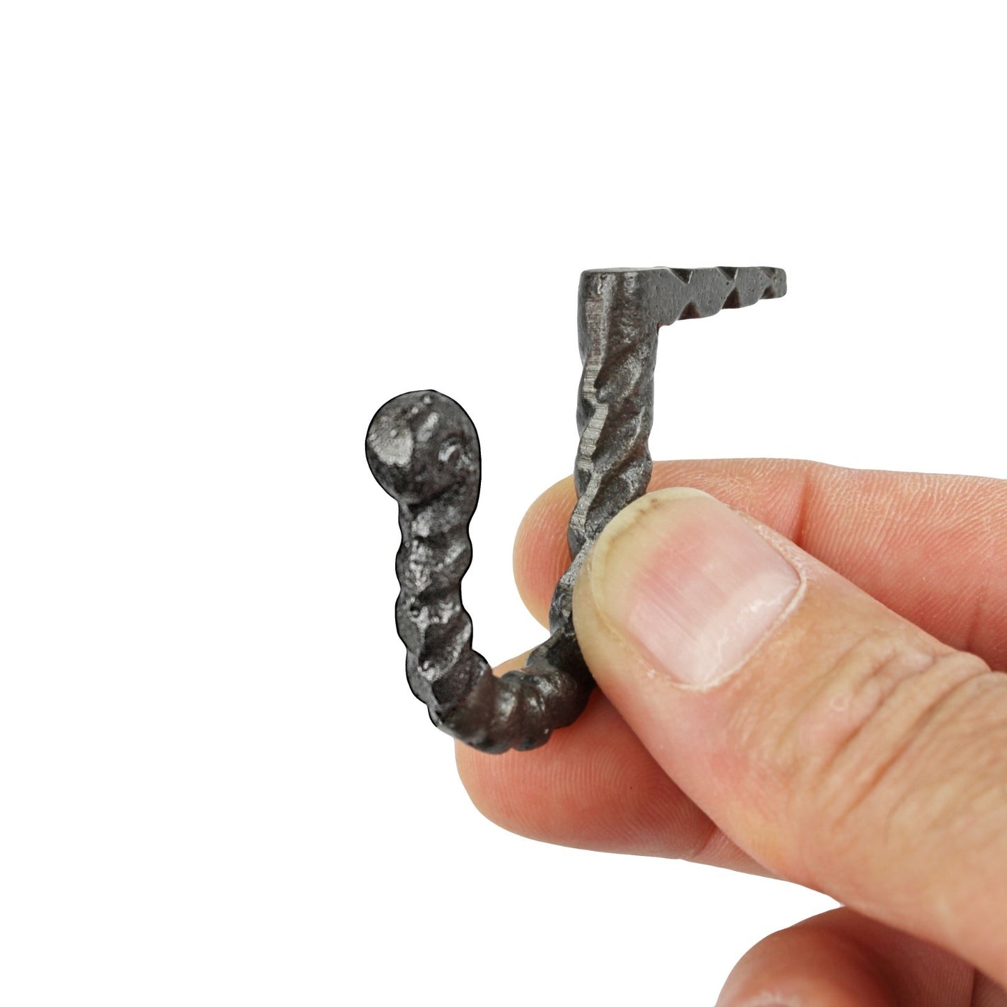 Small Tiny Hammer In Forged Raw Iron Metal Hook Key Hanger 2 1/4 inch
