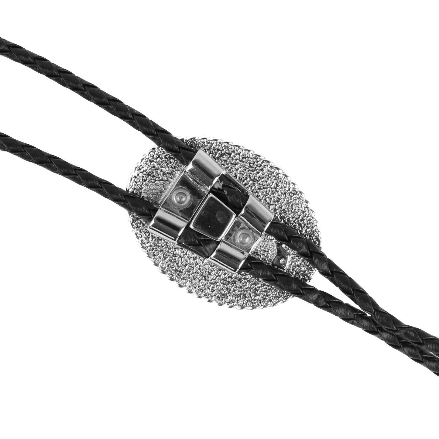 Floral Western Cowboy Bucking Horse Bolo Tie Silver & Gold 36 in Black Cord