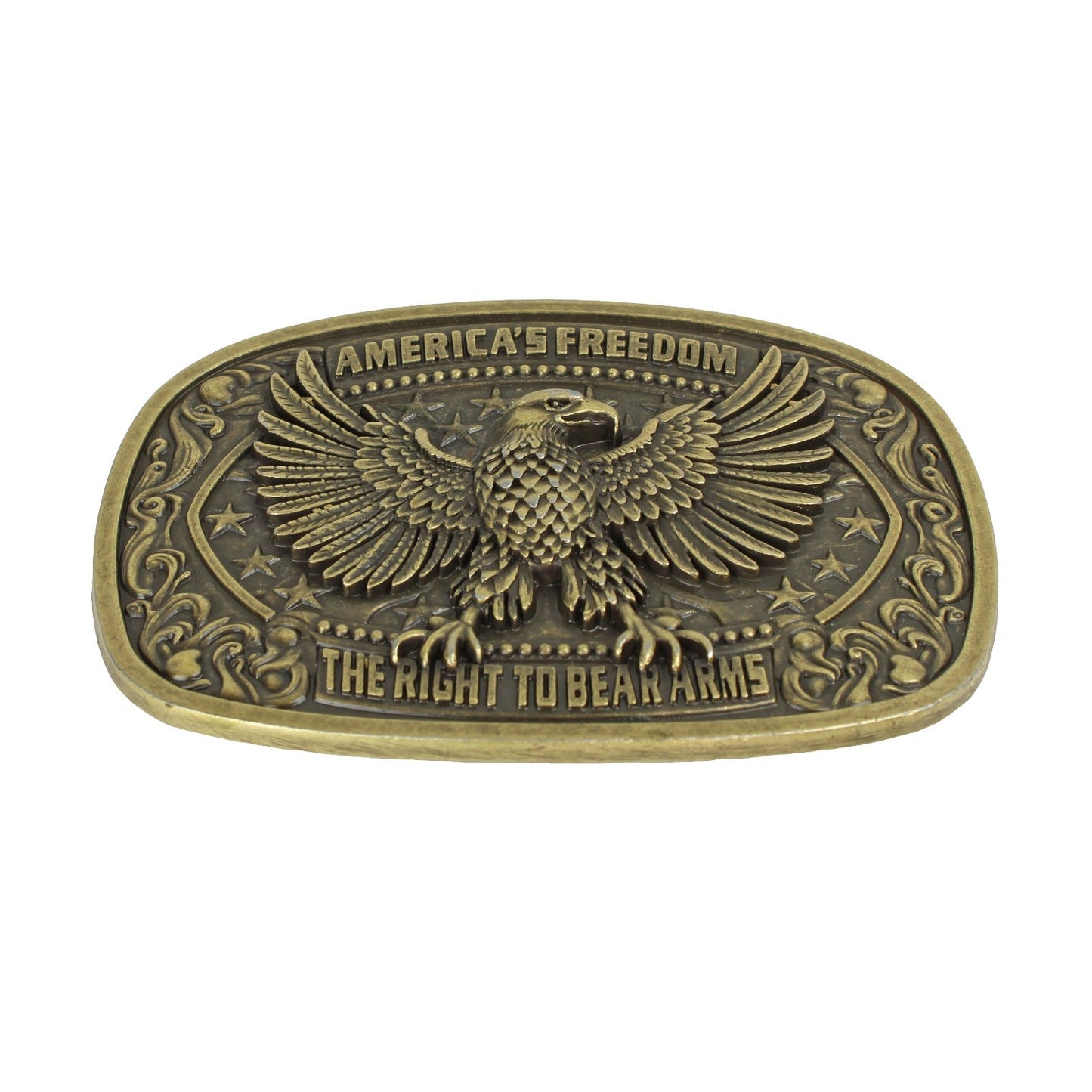 America's Freedom 2nd Amendment Eagle Belt Buckle Antique Bronze Fits 1.5" Belts