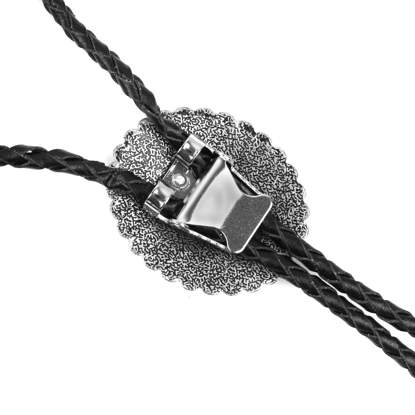 Oval Turquoise Stones Inlay Bolo Tie Antique Silver 40 inch Black Leather Cord